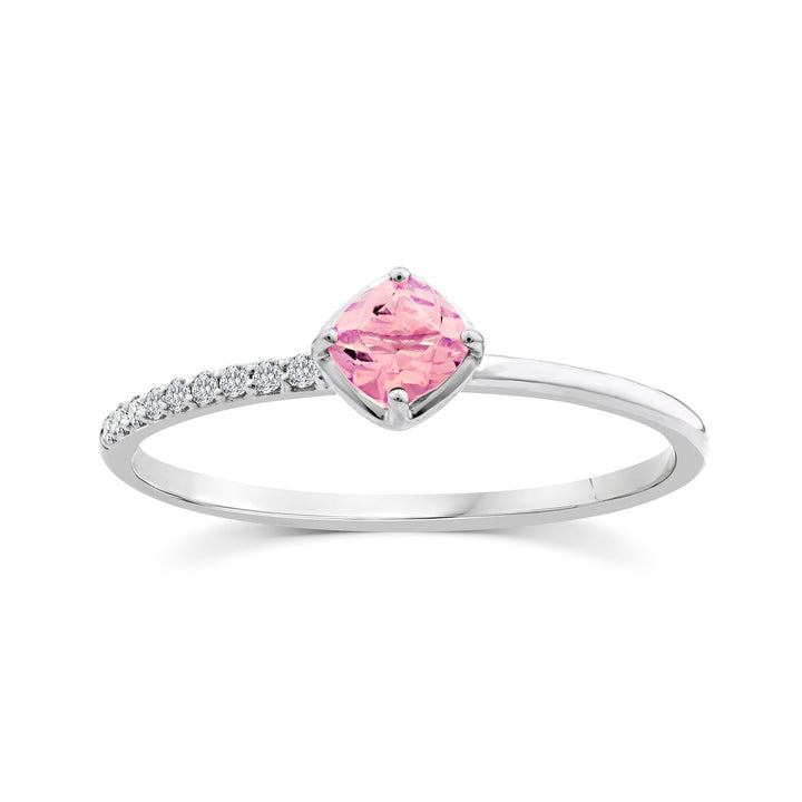 0.02ct Diamond & Pink Sapphire Ring in 9K White Gold