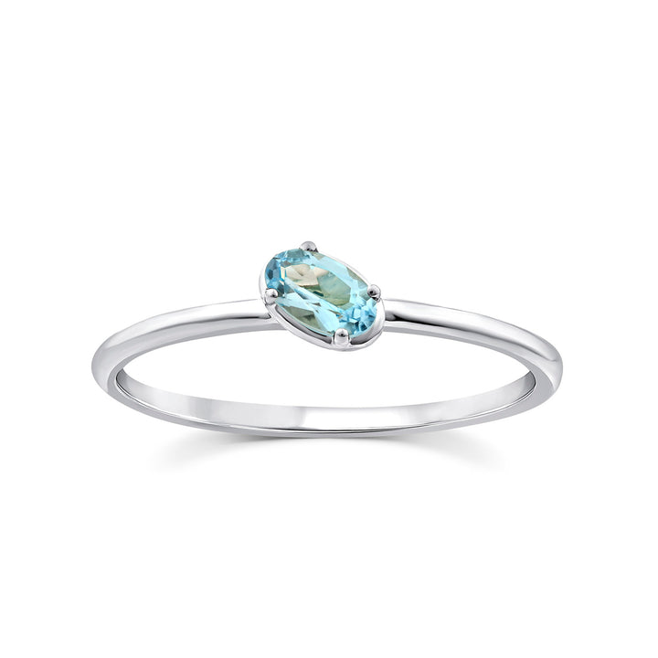 Oval Swiss Blue Topaz Ring in 9K White Gold