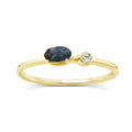 0.02ct Diamond & London Blue Topaz Ring in 9K Yellow Gold