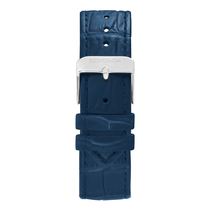 Sekonda Mens Clement Guilloche Dial Blue Leather 28x37mm Watch