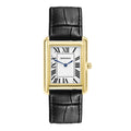 Mens Clement Guilloche Dial Black Leather 28x37mm Watch