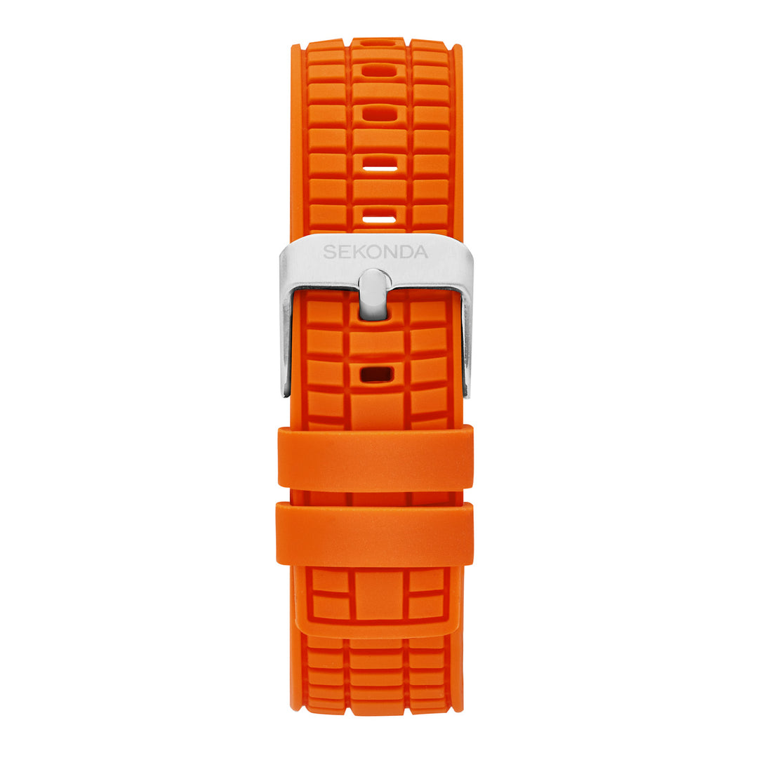 Sekonda Mens Octaire Black Dial Orange Rubber 40mm Watch