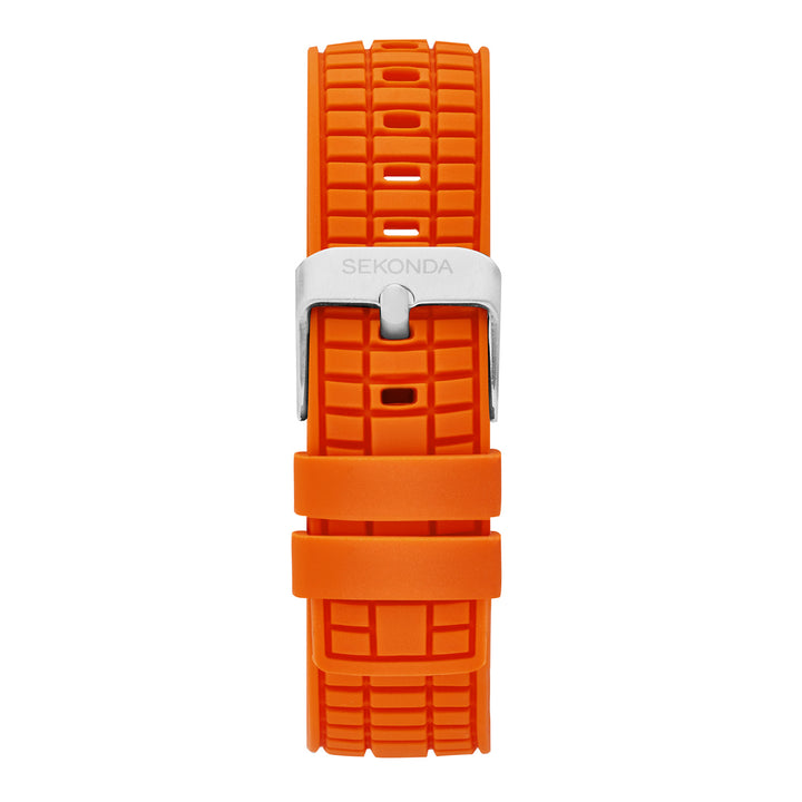Sekonda Mens Octaire Black Dial Orange Rubber 40mm Watch