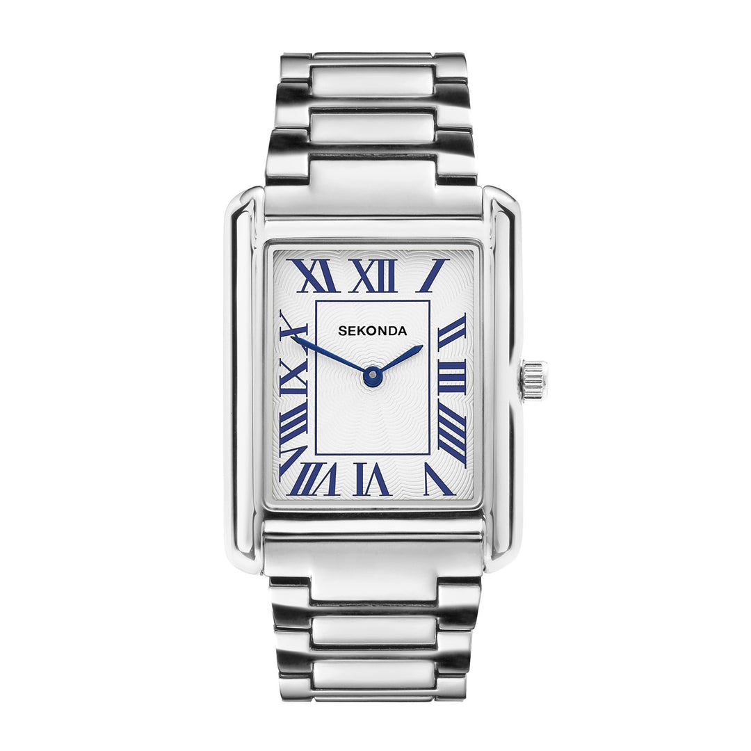 Sekonda Mens Clement Grand White Dial Silver Plated 32x43mm Watch