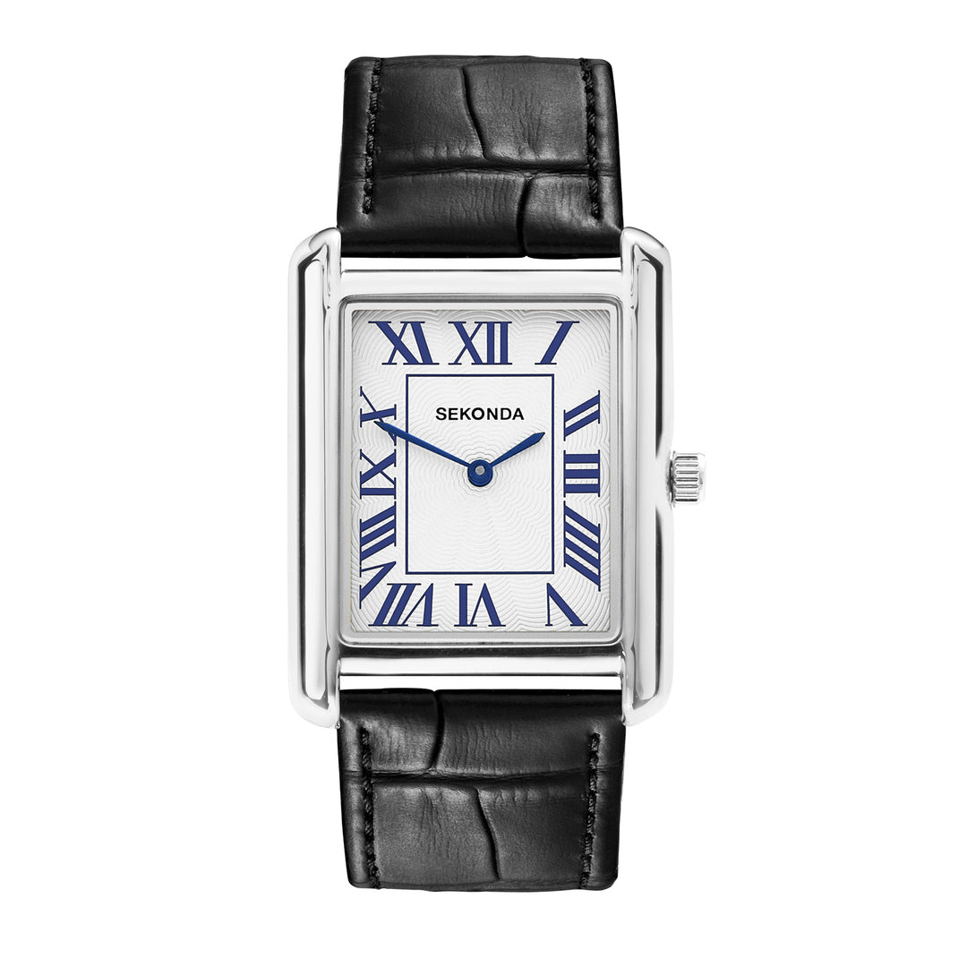 Sekonda Mens Clement Grand White Dial Black Leather 32x43mm Watch