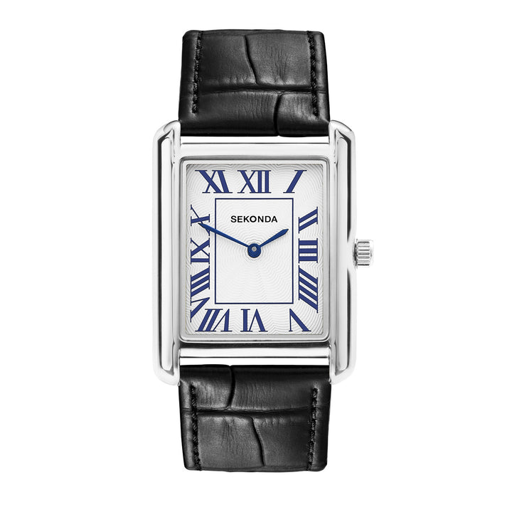Sekonda Mens Clement Grand White Dial Black Leather 32x43mm Watch