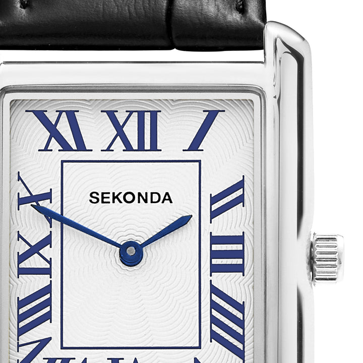 Sekonda Mens Clement Grand White Dial Black Leather 32x43mm Watch