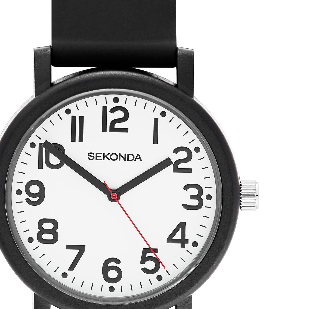 Sekonda Unisex Nova White Dial Black Silicone 40mm Watch