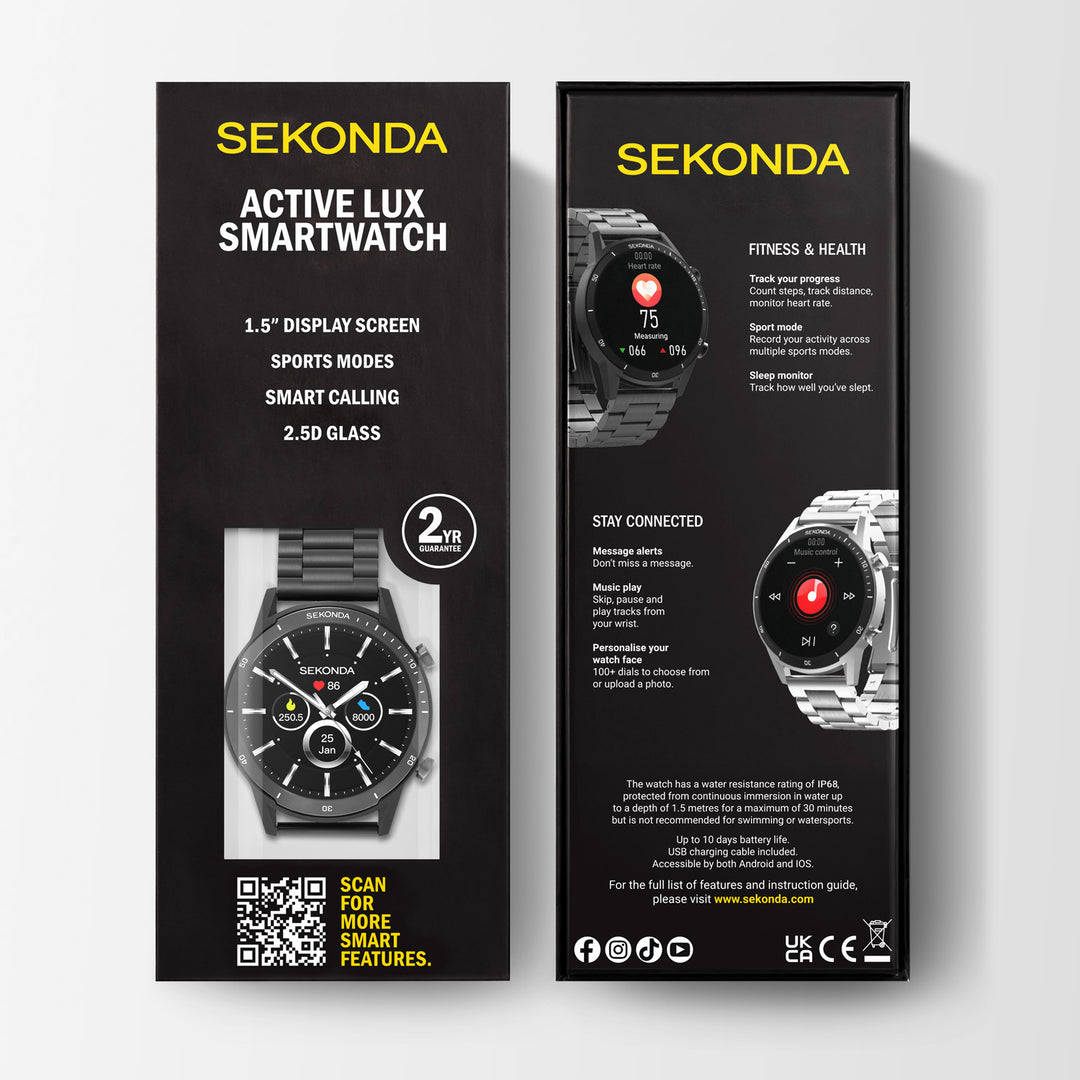 Sekonda Mens Smart Active Lux Black 45mm Watch