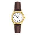 Womens Evans White Dial Gold Brwn Leather Strap 25mm Watch
