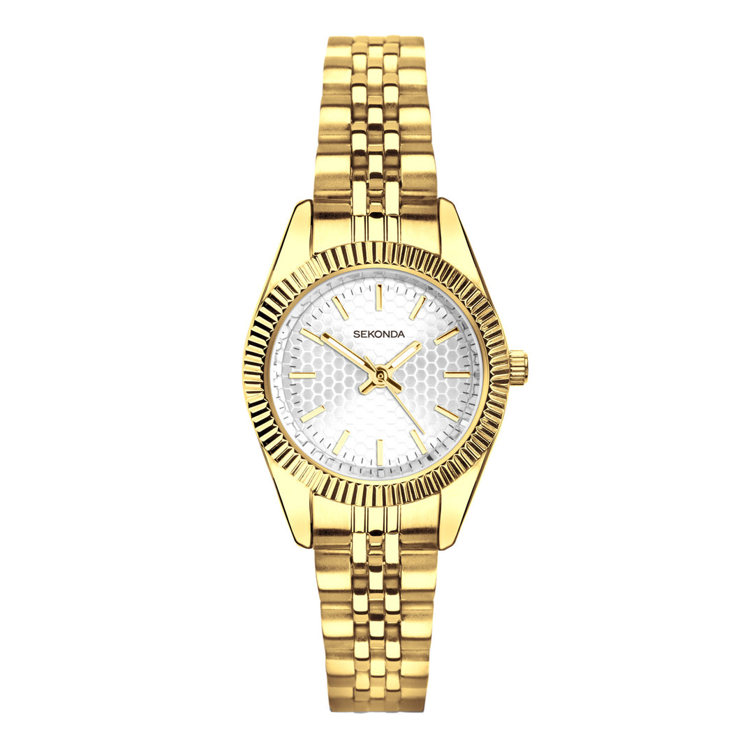 Sekonda Francis Silver White Dial 26mm Womens Watch Gold
