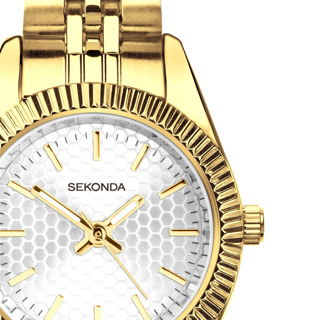 Sekonda Francis Silver White Dial 26mm Womens Watch Gold