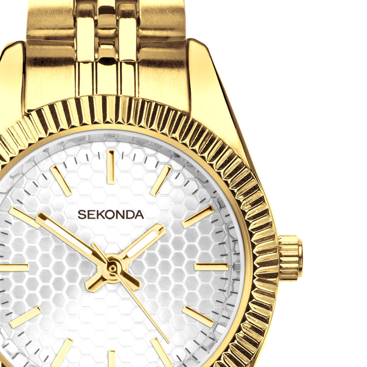 Sekonda Francis Silver White Dial 26mm Womens Watch Gold