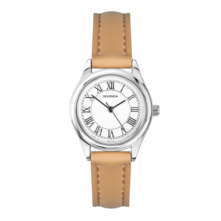 Sekonda Evans White Dial 25mm Womens Watch Tan
