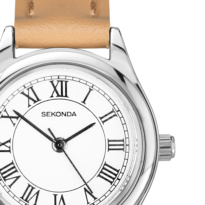 Sekonda Evans White Dial 25mm Womens Watch Tan