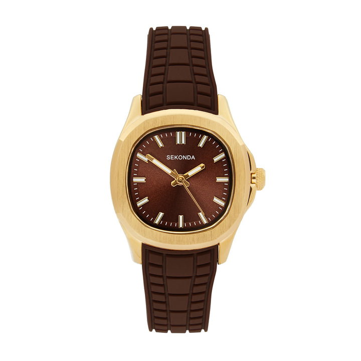 Sekonda Womens Octaire Brown Dial Brown Silicone 30mm Watch