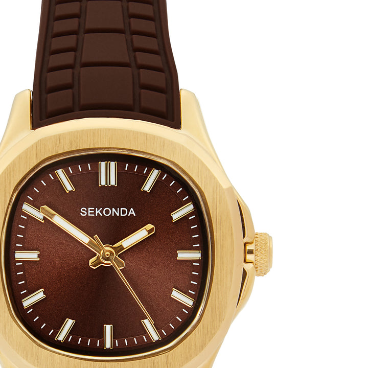 Sekonda Womens Octaire Brown Dial Brown Silicone 30mm Watch
