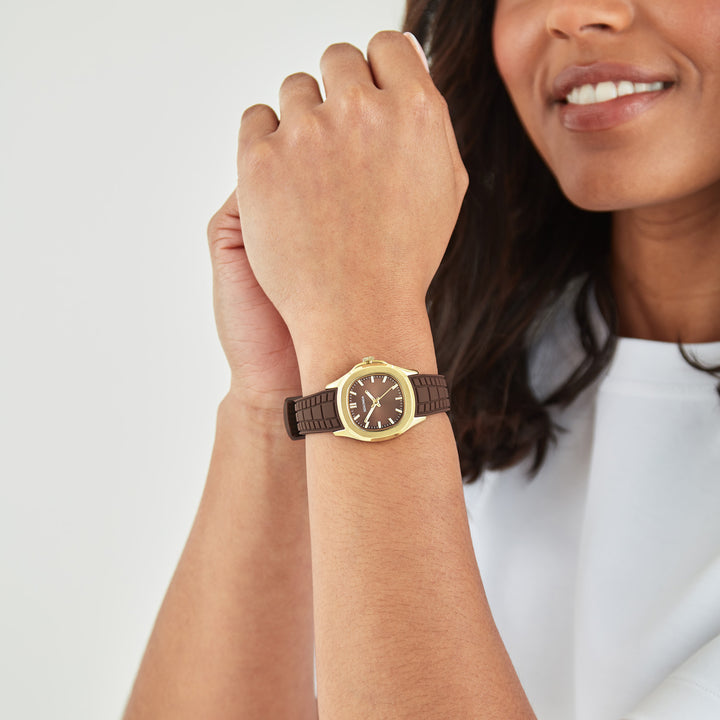 Sekonda Womens Octaire Brown Dial Brown Silicone 30mm Watch