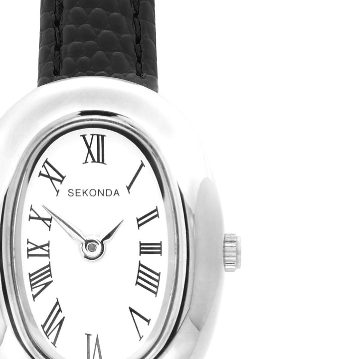 Sekonda Womens Bellamy White Dial Black Leather 23mm Watch