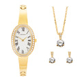 Bellamy Crystal White Dial 23mm Womens Watch Gift Set Gold