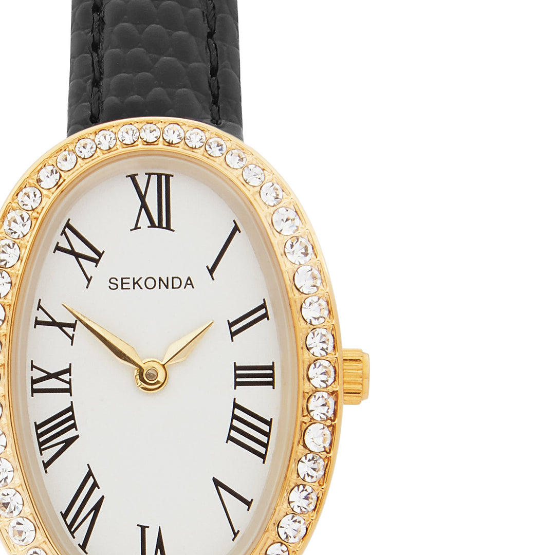 Sekonda Bellamy Crystal White Dial 23mm Womens Watch Gift Set Black