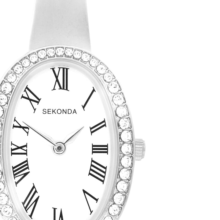Sekonda Womens Bellamy White Dial Silver Bracelet 23mm Watch Gift Set