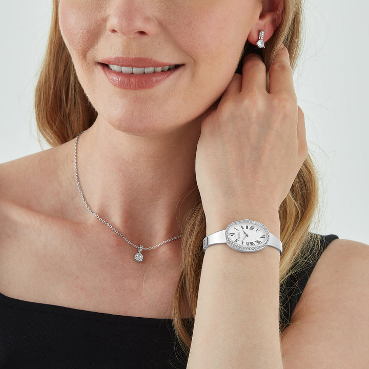 Sekonda Womens Bellamy White Dial Silver Bracelet 23mm Watch Gift Set