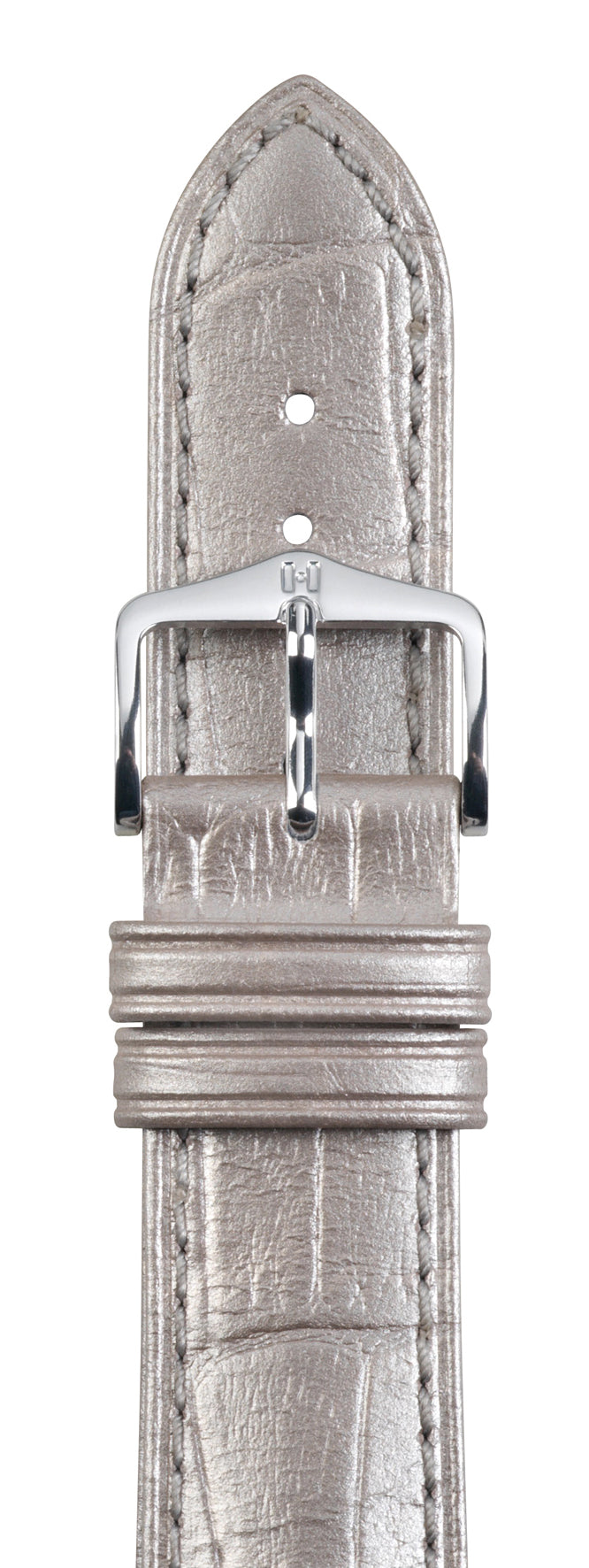 Hirsch Metallic Silver Limited Edition Alligator Embossed Watch Band