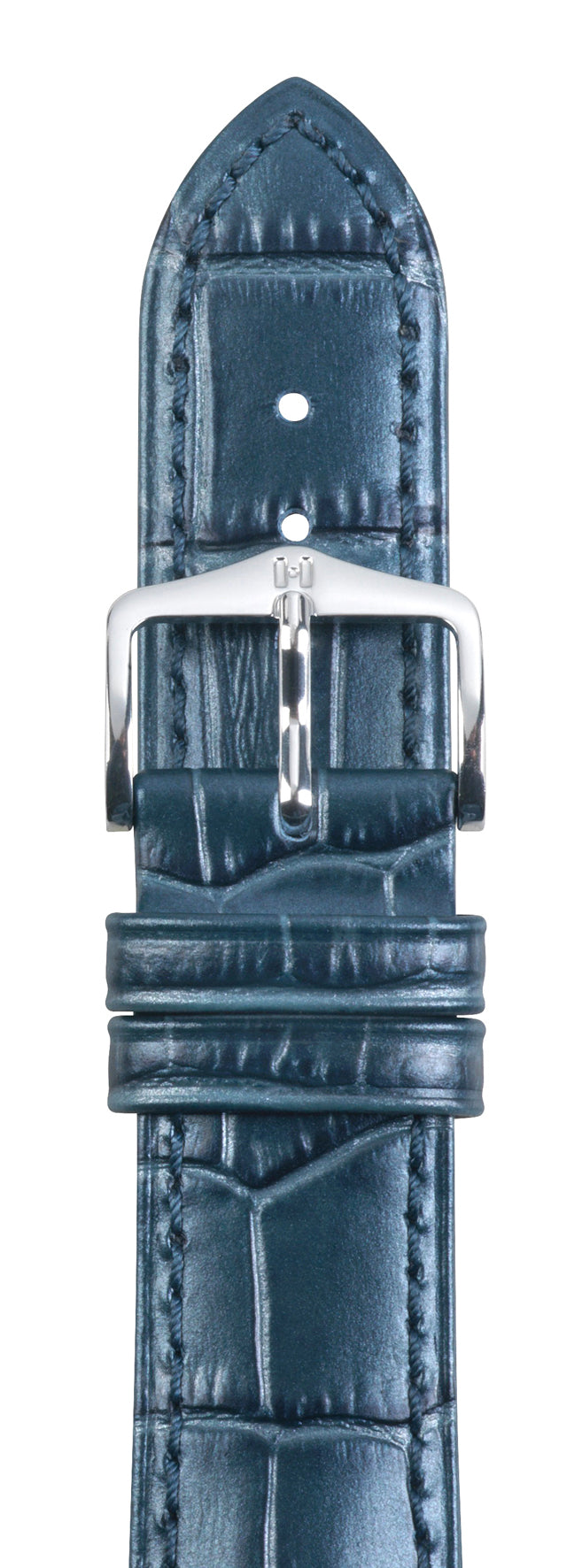 Hirsch Duke Metallic Blue Limited Edition Alligator Embossed Leather Watch Band