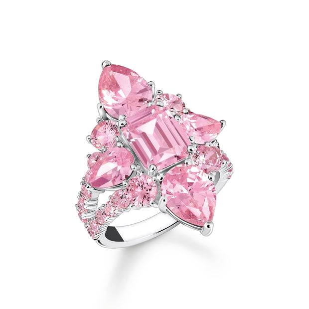 THOMAS SABO Cocktail Ring with Pink Zirconia Stones