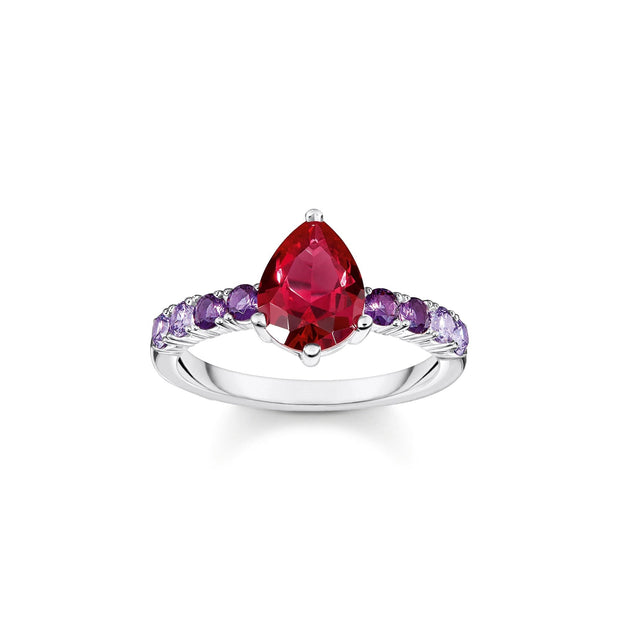 THOMAS SABO Heritage Glam Solitaire Ring with Colourful Stones