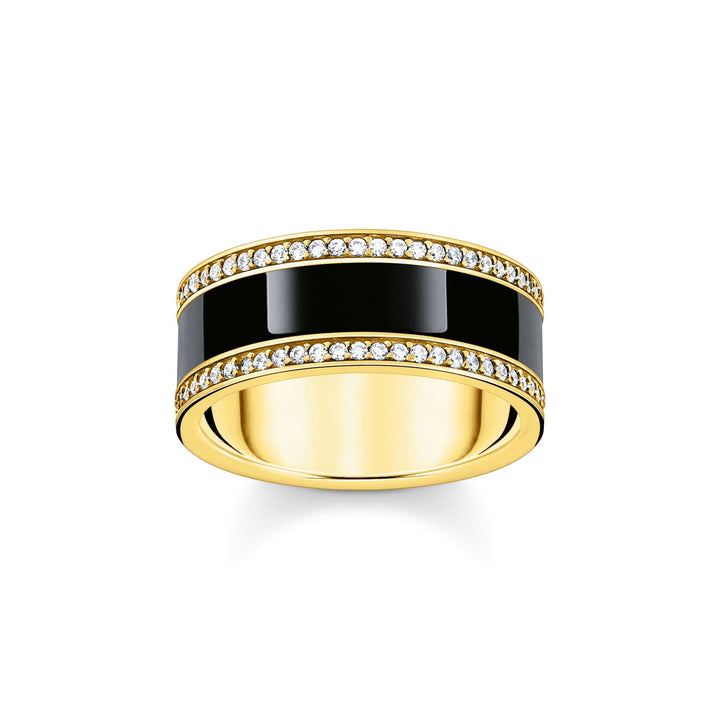 THOMAS SABO Band Ring with Black Cold Enamel and Zirconia
