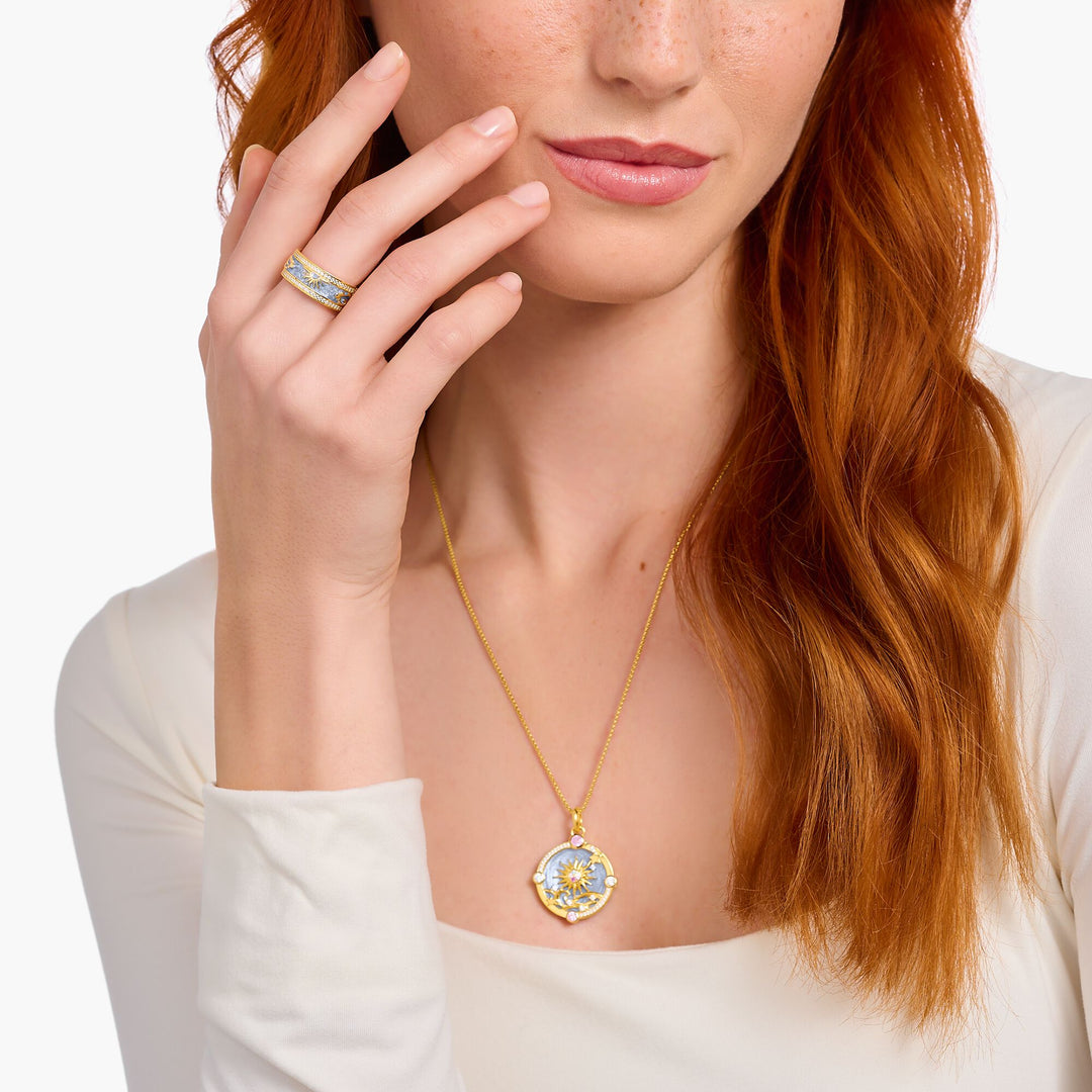 THOMAS SABO Band Ring with Blue Cold Enamel And Cosmic Symbols