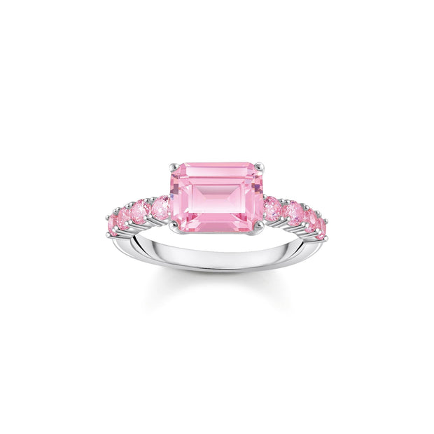 THOMAS SABO Solitaire Ring with Pink Zirconia Stones