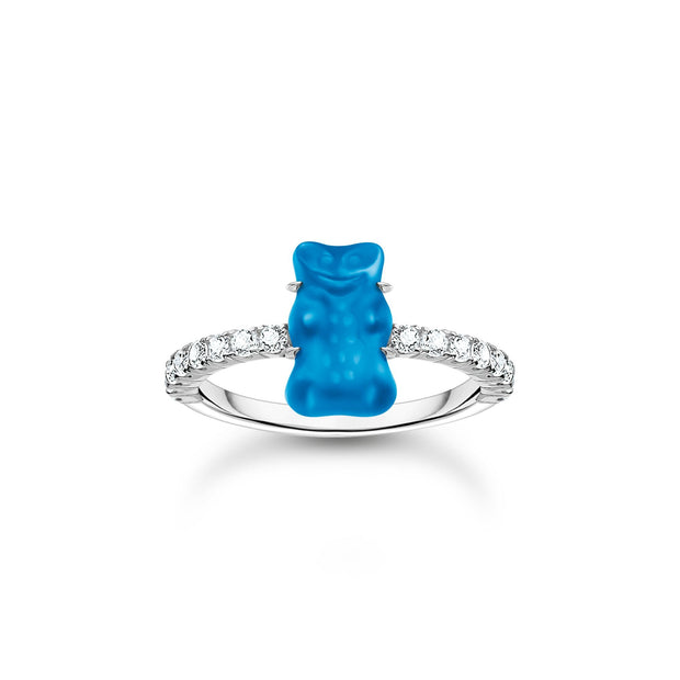 THOMAS SABO x HARIBO: Silver Ring with Blueberry Blue Mini Goldbear 
