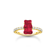 THOMAS SABO x HARIBO: Gold-plated Ring with Blueberry Blue & Strawberry Red Goldbear 