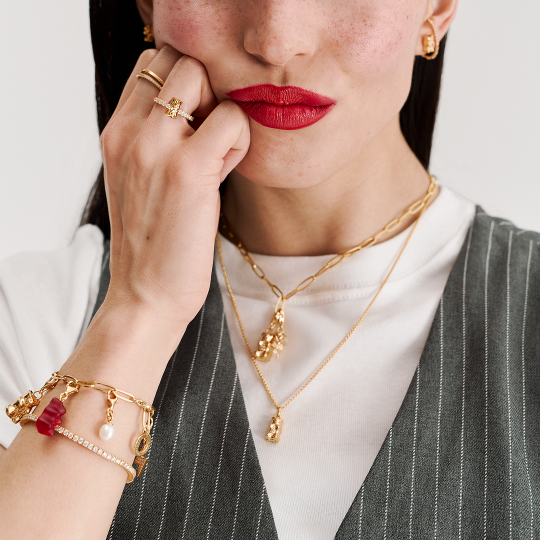 Ring with Gold HARIBO goldbear and zirconia