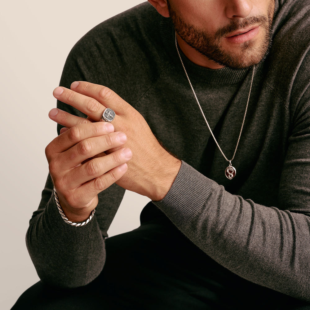 Signet Ring Cross Black Zirconia Rebel Icons