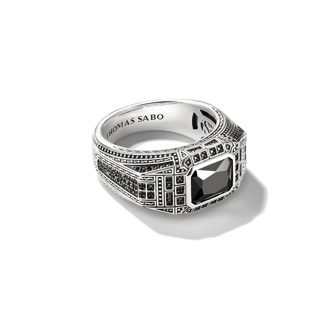 THOMAS SABO Signet Ring with Onyx and Black Stones