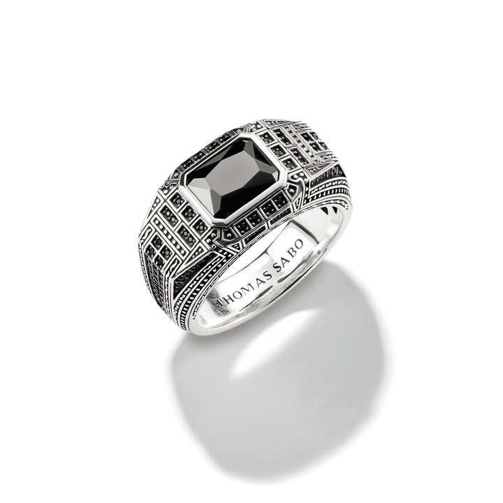 THOMAS SABO Signet Ring with Onyx and Black Stones
