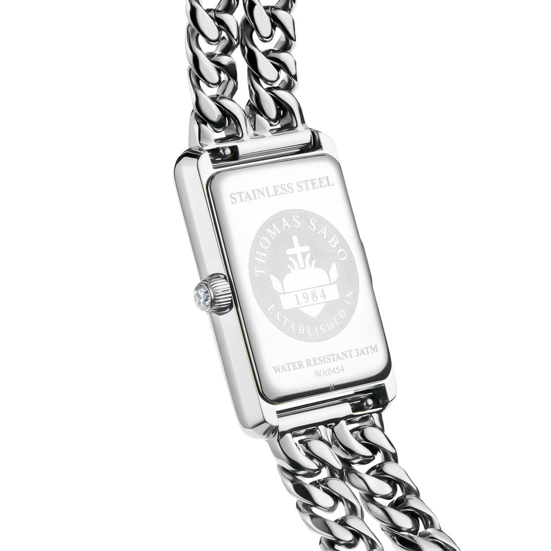 Ladies Rectangular Silver Watch with Pink Dial | Jewellery Boutique