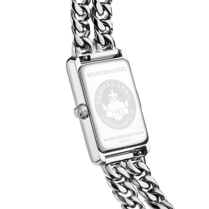 Ladies Rectangular Silver Watch with Pink Dial | Jewellery Boutique
