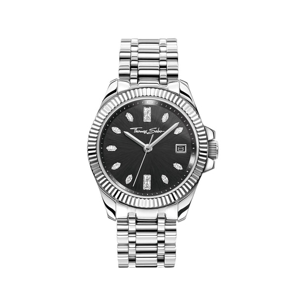 THOMAS SABO Women's Watch Divine Silver with Black Dial And Zirconia Stones