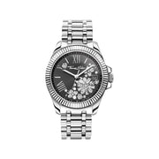 Women's watch with 33 mm, black dial and white flowers | The Jewellery Boutique