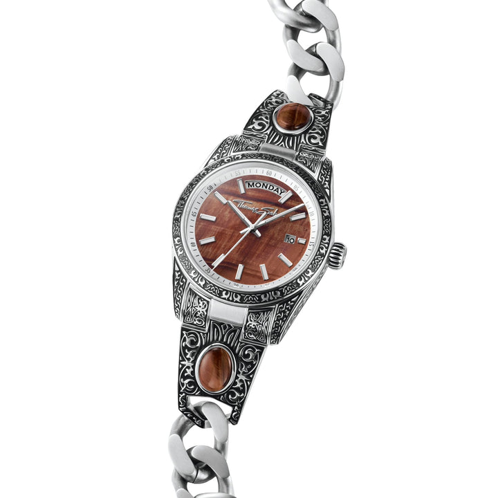 THOMAS SABO Women's Western-Style Watch with Red Tiger's Eye, Stainless Steel