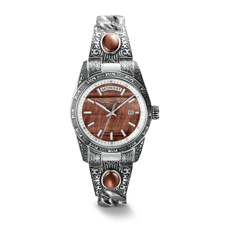 THOMAS SABO Women's Western-Style Watch with Red Tiger's Eye, Stainless Steel
