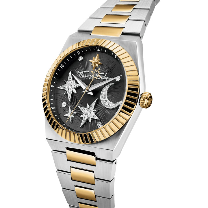 THOMAS SABO Women's Moon and Stars Watch with Black Dial
