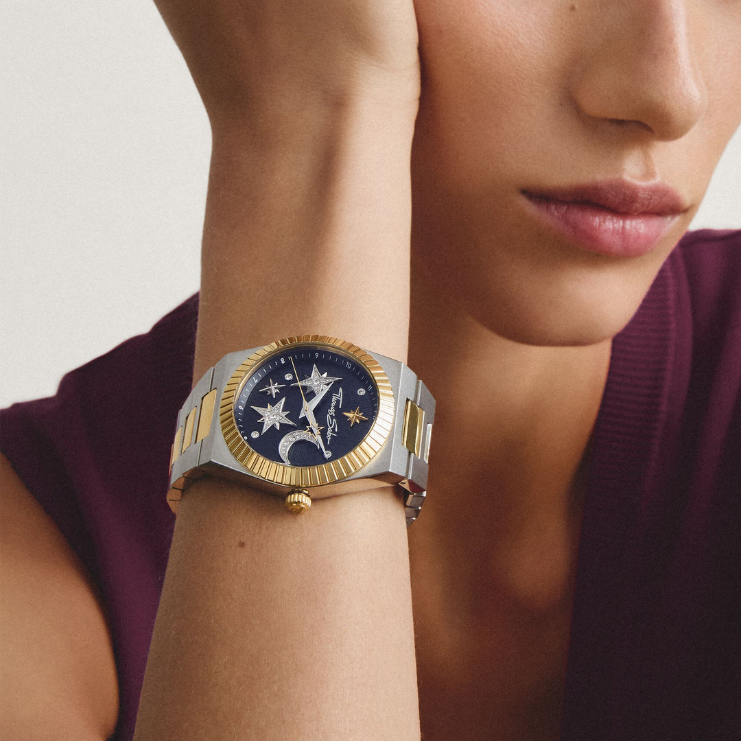 THOMAS SABO Women's Moon and Stars Watch with Black Dial