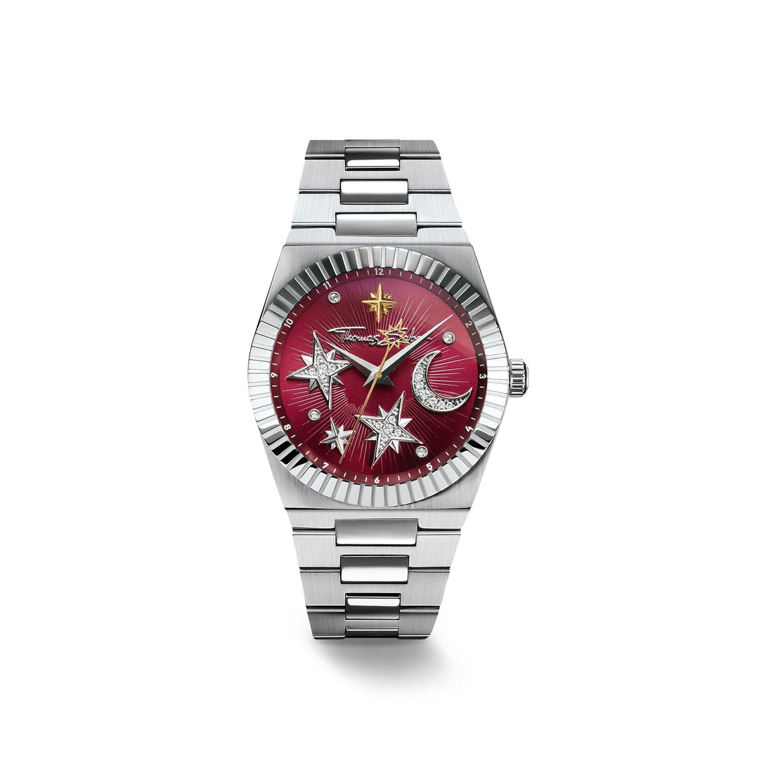 THOMAS SABO Women's Moon and Stars Watch with Burgundy Dial