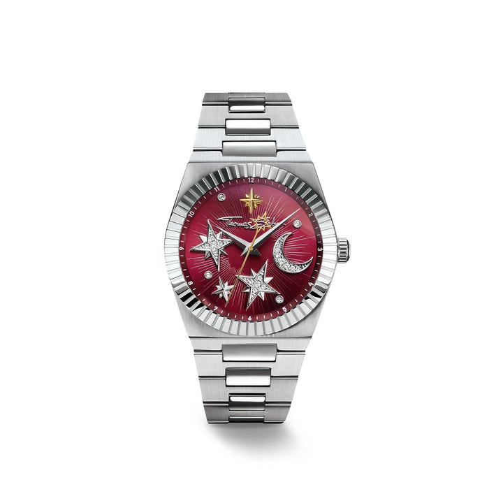 THOMAS SABO Women's Moon and Stars Watch with Burgundy Dial